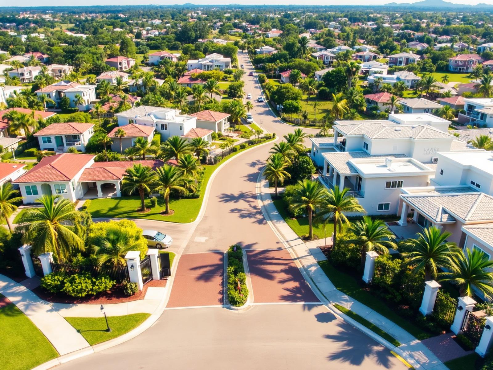 Aerial view of Caribbean residential community